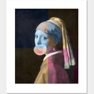 The Girl With A Pearl Earring And Bubble Gum Posters and Art